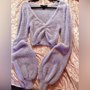 Forever 21 Lavender Off-the-Shoulder Sweater